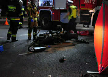 Śmiertelny wypadek w Lesznie. Nie żyje motocyklista (ZDJĘCIA)