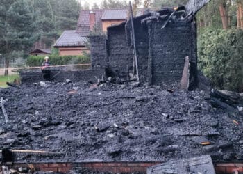 Doszczętnie spalił się domek letniskowy w Boszkowie