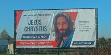 Duchowe przesłanie na banerze we Wschowie